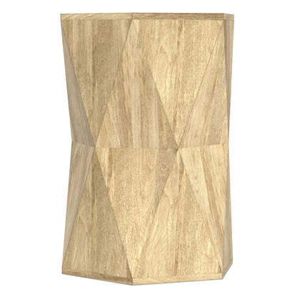 Mckinley Side Table sculptural geometric wood design in light brown finish by HouseOfZazla on Tampa Home & Garden Store