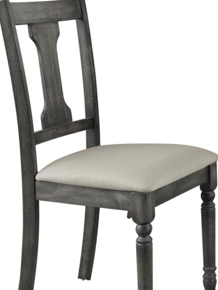 Wallace Side Chair set of 2 tan and weathered gray wood frame with beige upholstered seat on Tampa Home & Garden Store