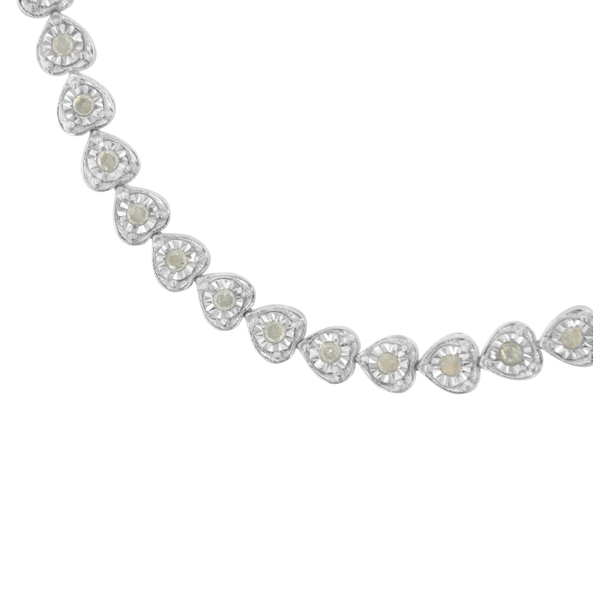 Tennis bracelet Bids.com .925 silver Miracle Set diamond heart-link 1.0 cttw I-J, I2-I3 on Tampa Home & Garden Store
