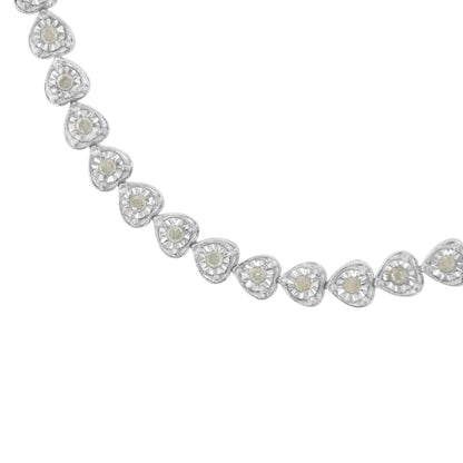 Tennis bracelet Bids.com .925 silver Miracle Set diamond heart-link 1.0 cttw I-J, I2-I3 on Tampa Home & Garden Store