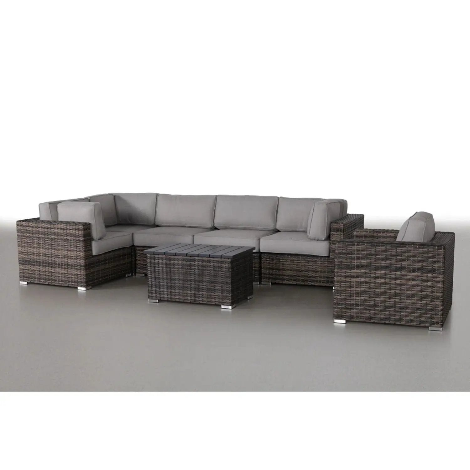Stylish Entertainment Sectional Set Outdoor Wicker Gray Cushions by Unique Piece Furniture on Tampa Home & Garden Store