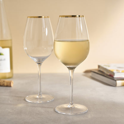 Dazzling Gilded Rim Wine Glasses and Pair