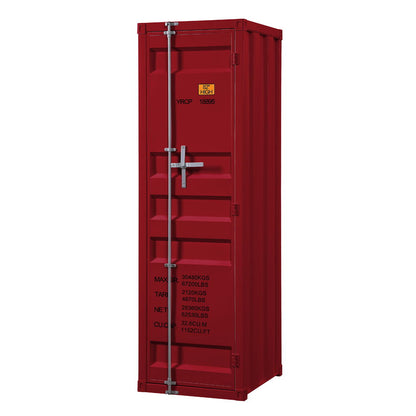 Cargo Wardrobe red steel triple wardrobe with silver latch and vertical bar on front on Tampa Home & Garden Store