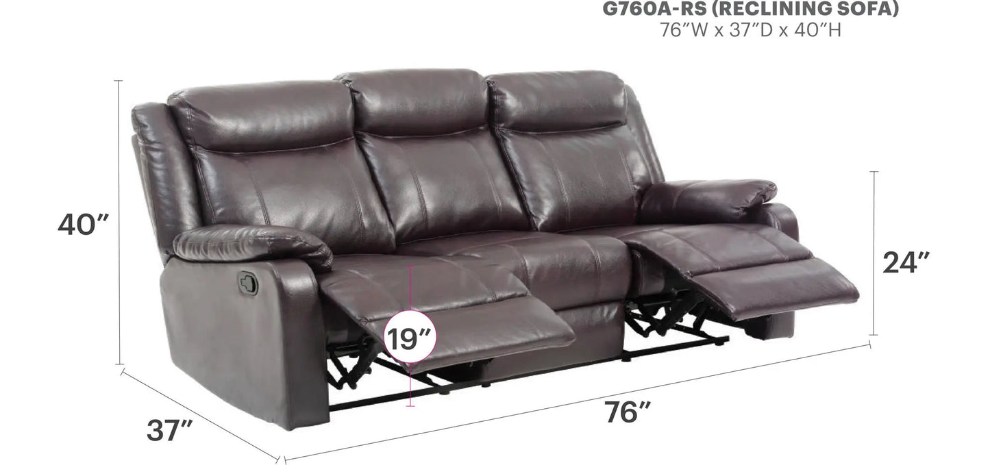 Contemporary three seater reclining sofa in dark brown leather by Unique Piece Furniture on Tampa Home & Garden Store