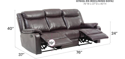 Contemporary Three Seater Reclining Sofa