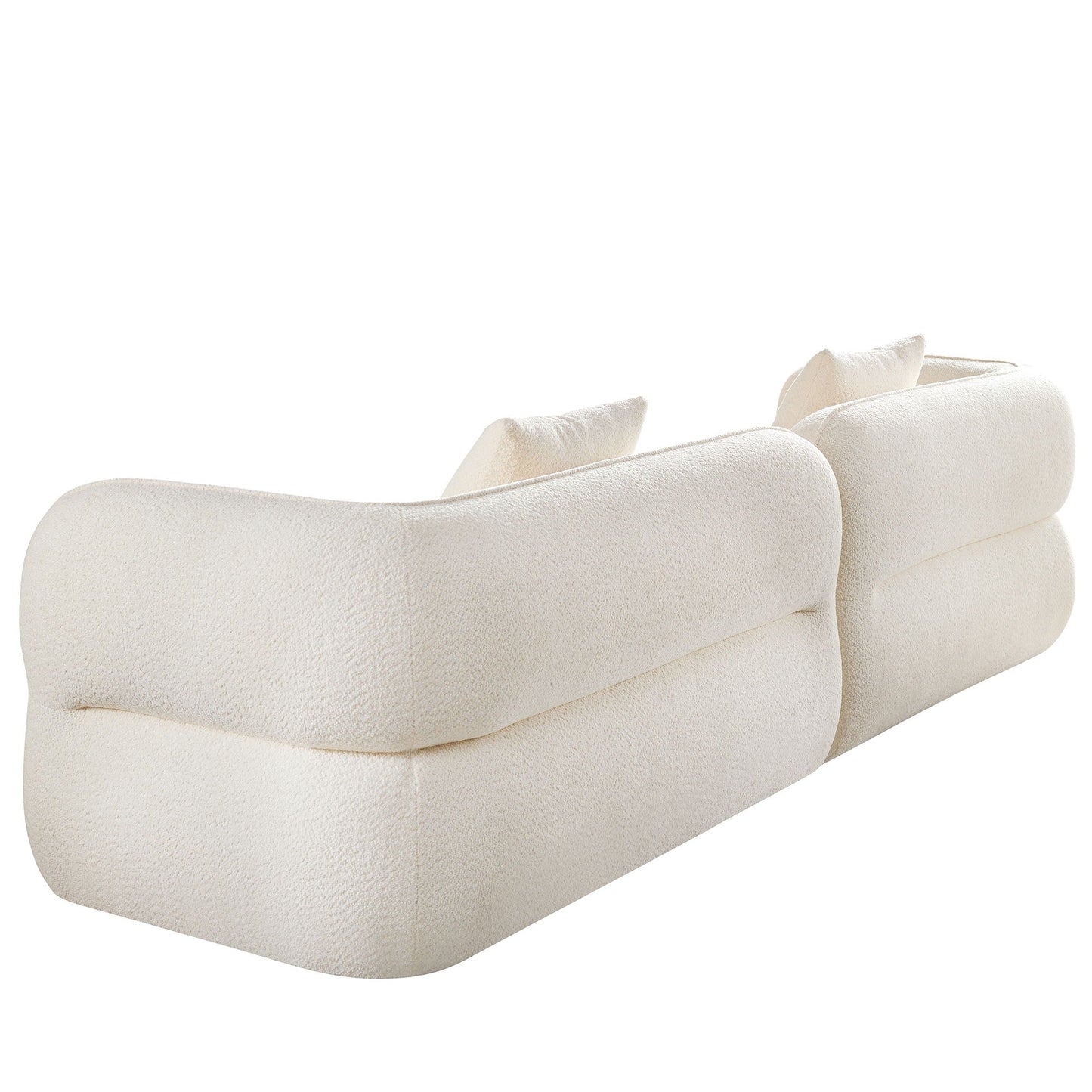 Sectional sofa beige fabric upholstery with rounded arms and plush cushions on Tampa Home & Garden Store