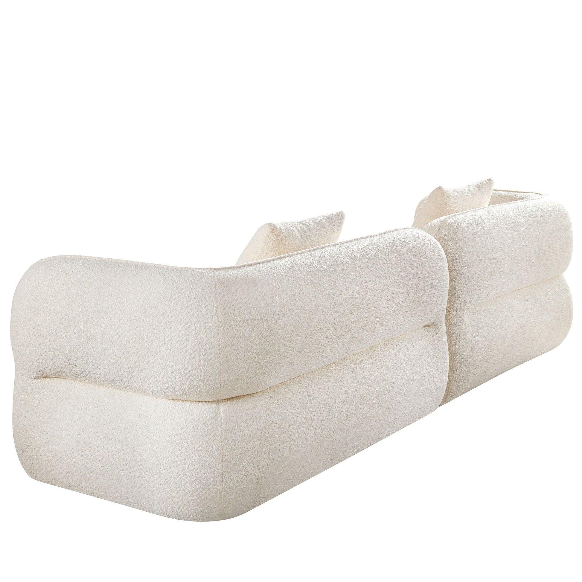 Sectional sofa beige fabric upholstery with rounded arms and plush cushions on Tampa Home & Garden Store