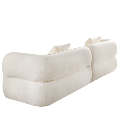 Sectional sofa beige fabric upholstery with rounded arms and plush cushions on Tampa Home & Garden Store