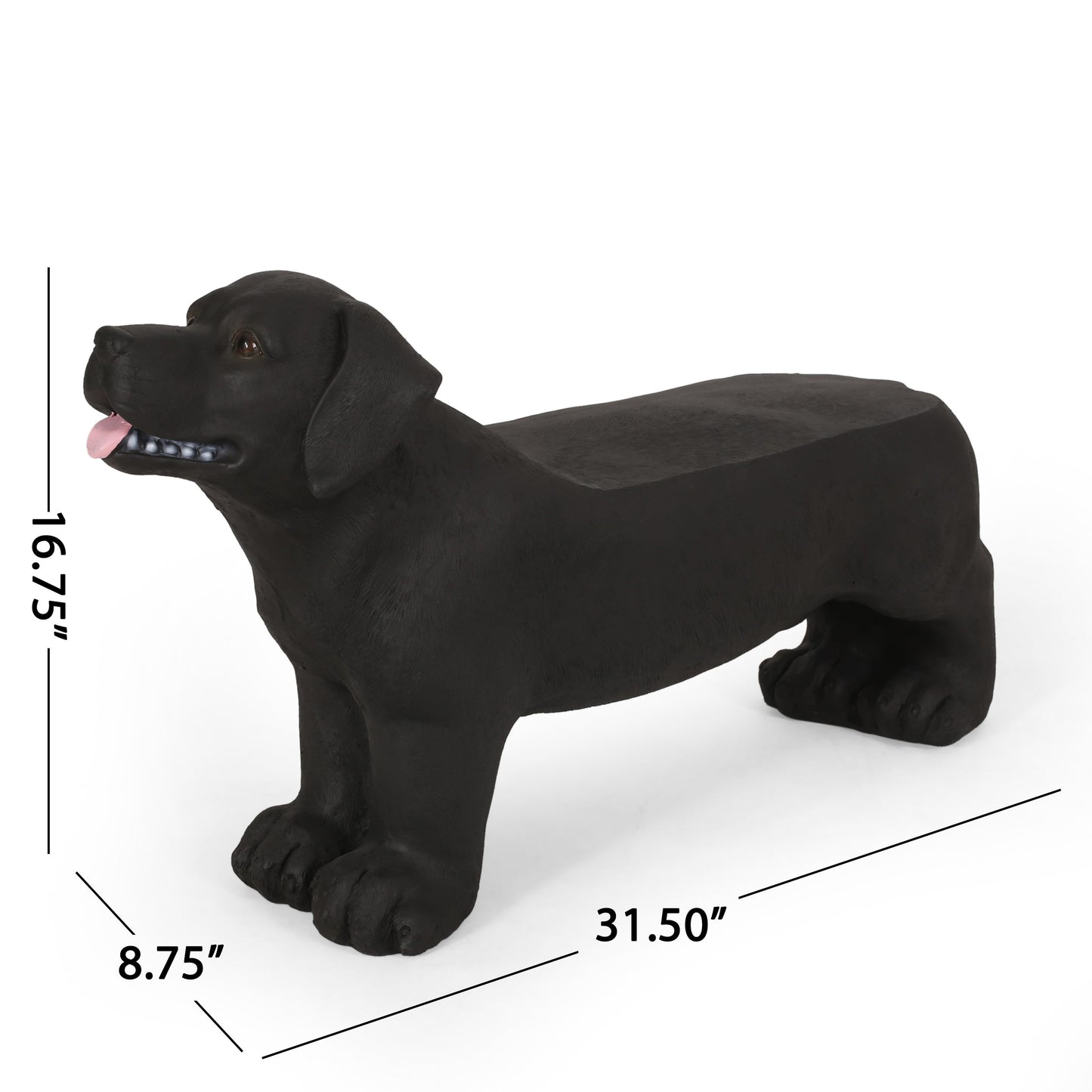 MGO Dog Bench outdoor Labrador design matte black by HouseOfZazla on Tampa Home & Garden Store