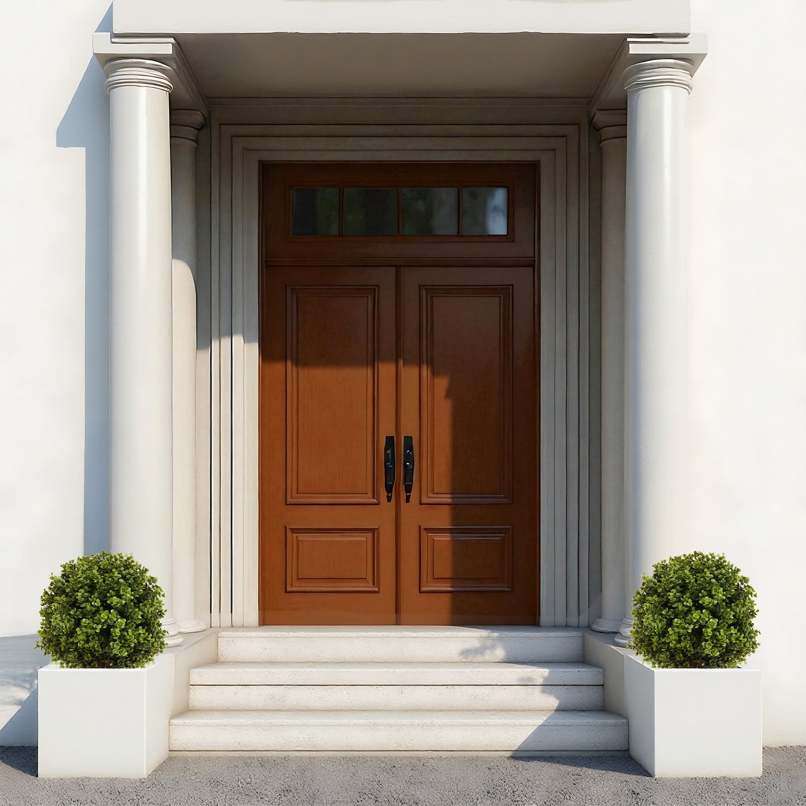 Artificial boxwood ball topiary set of 2 in pots for entryway on Tampa Home & Garden Store