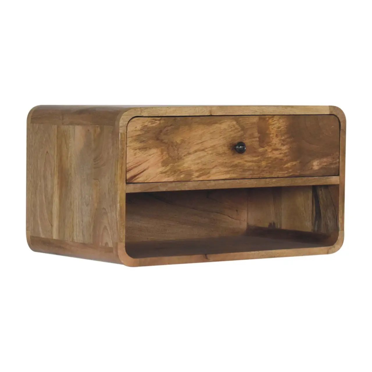 Curve Upper Slot Floating Nightstand with Drawer