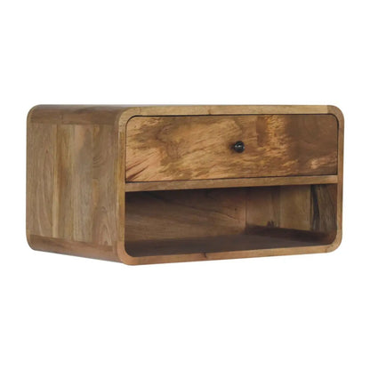Curve Upper Slot Floating Nightstand with Drawer