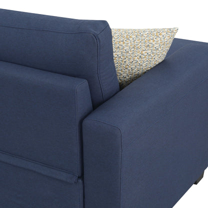 Sleeper sectional navy upholstery with textured fabric and geometric accent pillow on Tampa Home & Garden Store