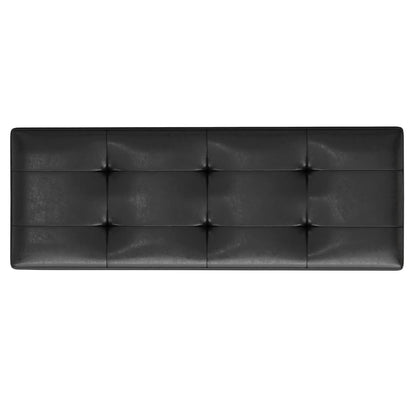 Shay large square storage ottoman in black faux leather with tufted top mid-century style on Tampa Home & Garden Store