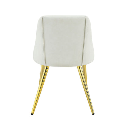 White synthetic leather side chair set of 2 with gold metal legs on Tampa Home & Garden Store