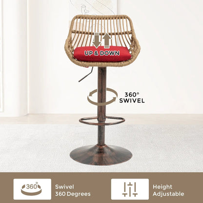 Modern Swivel Bar Stools with Footrest Set of 2
