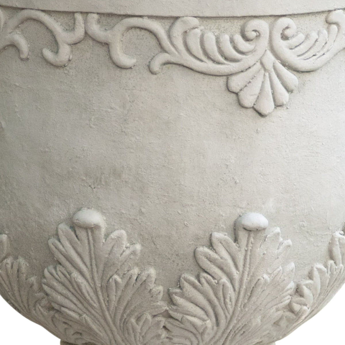 Moroccan Urn Planter stone-gray ceramic with carved relief by HouseOfZazla on Tampa Home & Garden Store