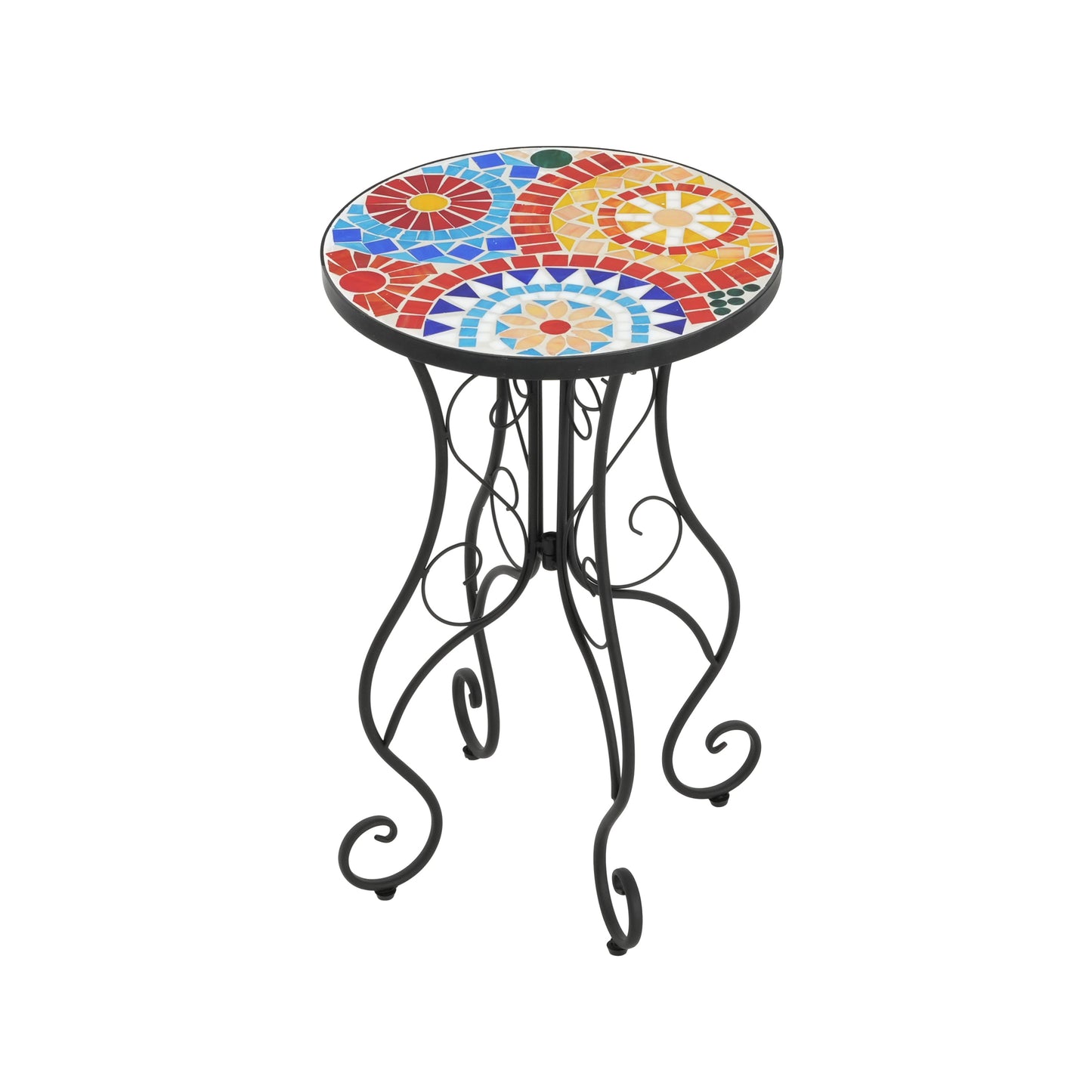 Colorful and Floral Ceramic Outdoor Side Table