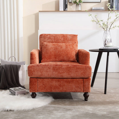 Modern Mid Century Armchair tufted orange upholstery dark wood legs HouseOfZazla on Tampa Home & Garden Store