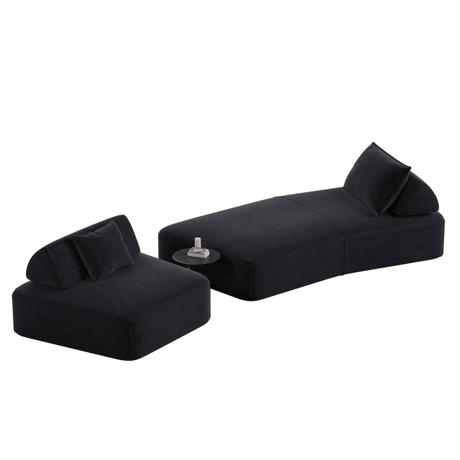 Modern Luxury Oversized Modular Sectional Sofa Set, 2-piece black upholstery HouseOfZazla on Tampa Home & Garden Store
