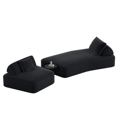 Modern Luxury Oversized Modular Sectional Sofa Set, 2-piece black upholstery HouseOfZazla on Tampa Home & Garden Store