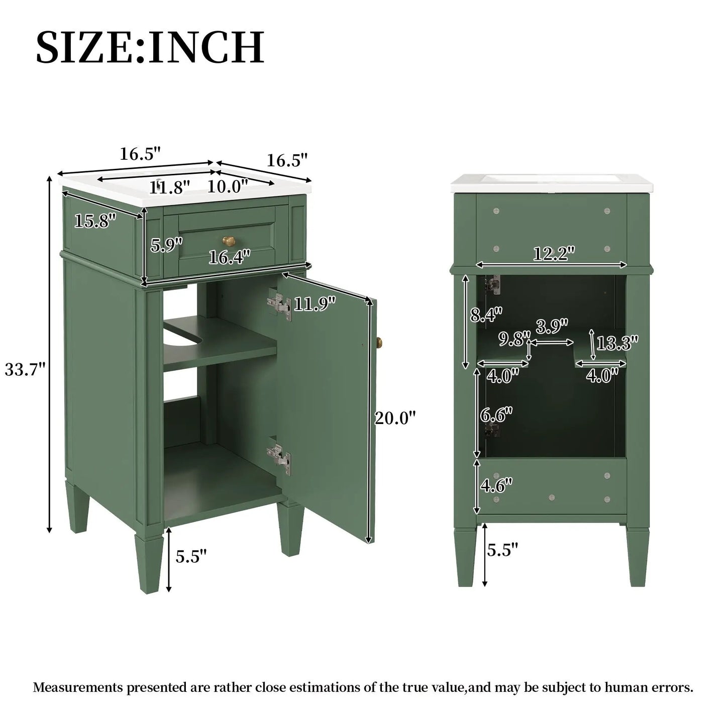 French Style Vanity With Sink and Solid Wood Legs