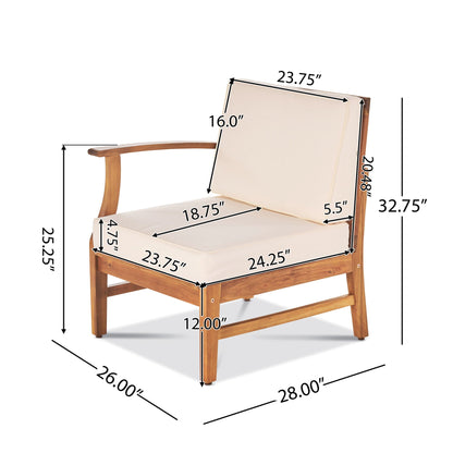 Perla 5 Pieces Outdoor Wood Patio Sofa Set