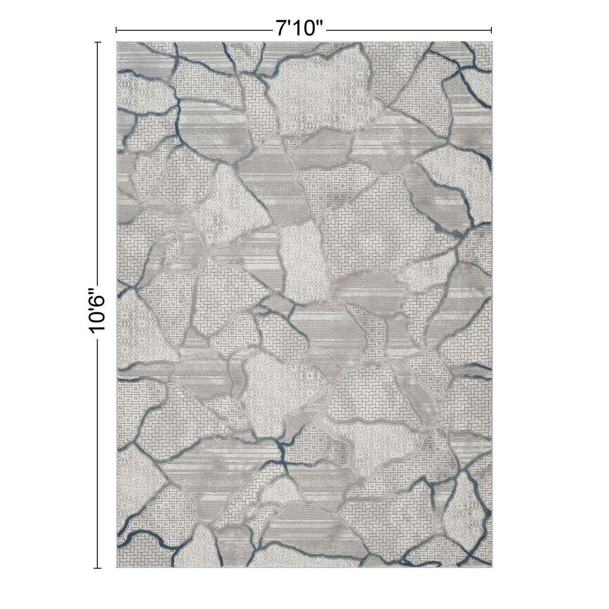 Contemporary Geometric Rug in gray by HouseOfZazla with patchwork stone-like shapes, area rug on Tampa Home & Garden Store