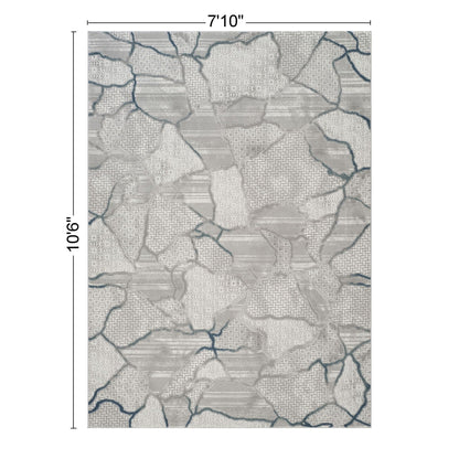 Contemporary Geometric Rug in gray by HouseOfZazla with patchwork stone-like shapes, area rug on Tampa Home & Garden Store