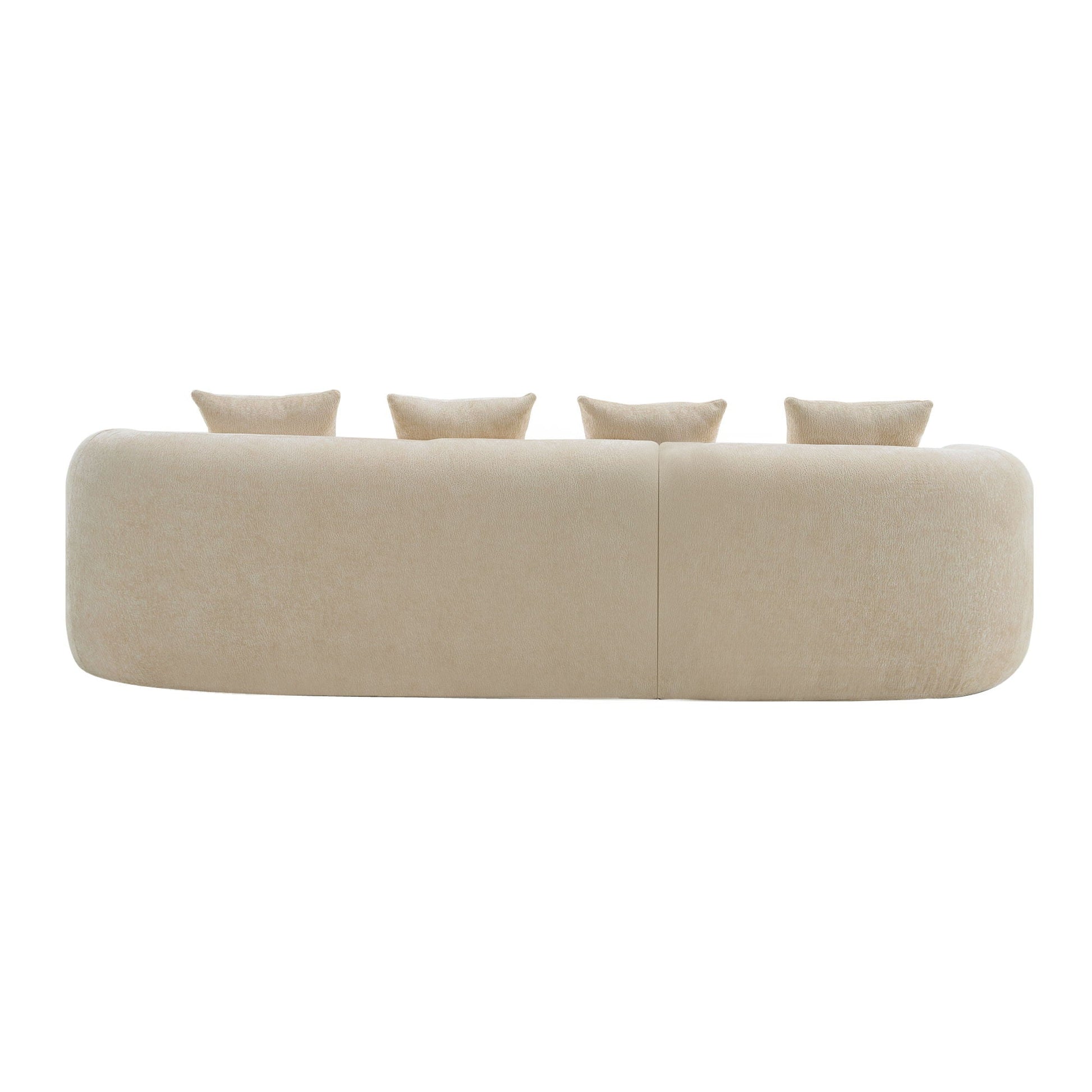 Modular L-Shape sectional sofa with curved chaise in beige fabric, 5 cushions, HouseOfZazla on Tampa Home & Garden Store