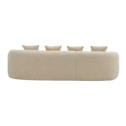 Modular L-Shape sectional sofa with curved chaise in beige fabric, 5 cushions, HouseOfZazla on Tampa Home & Garden Store