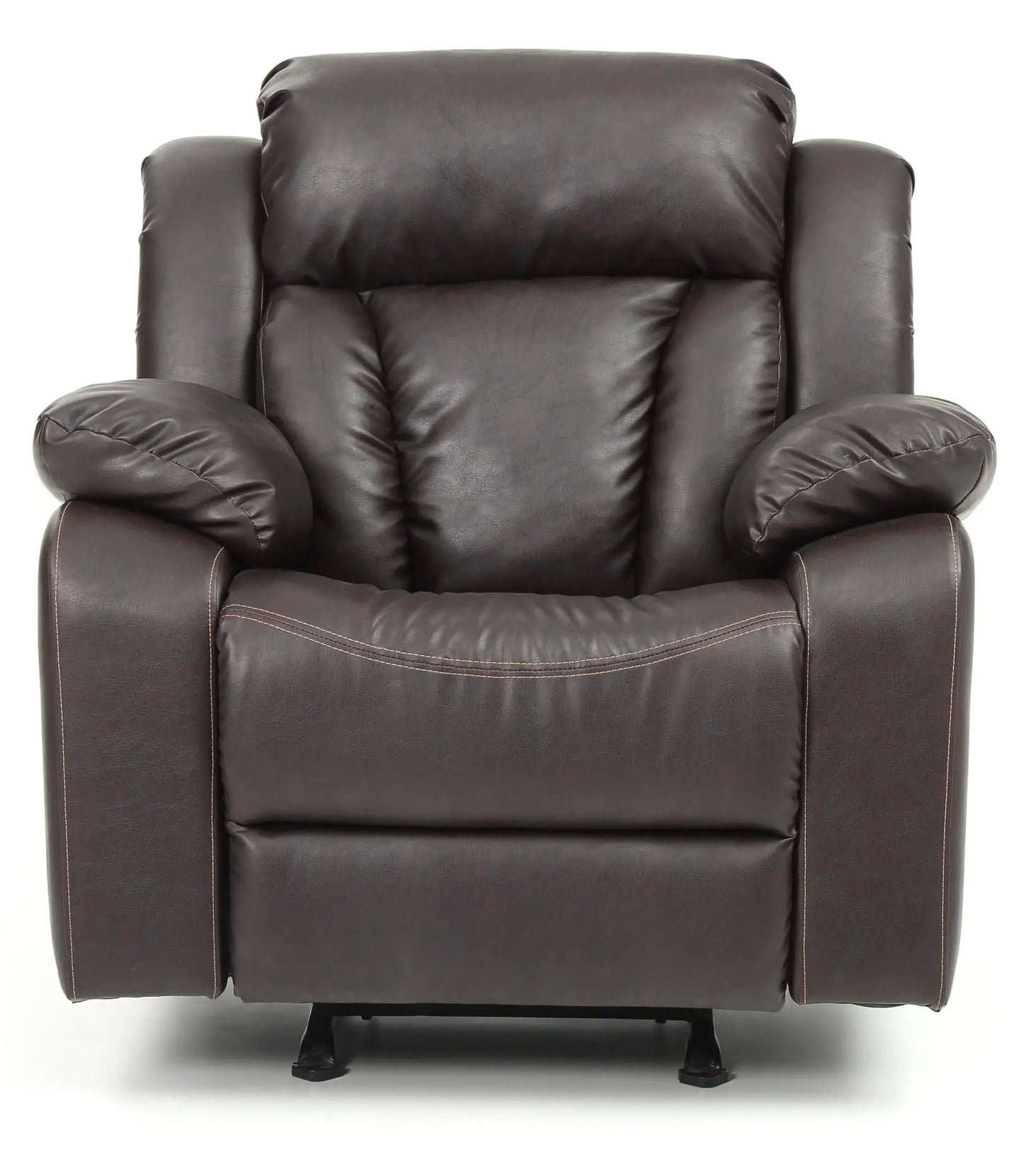 Comfortable Rocking Motion Recliner brown leather with padded arms by Unique Piece Furniture on Tampa Home & Garden Store