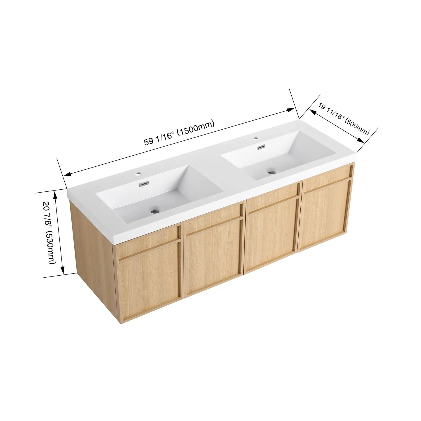 Wall-Mounted Vanity with Resin Sink Doors
