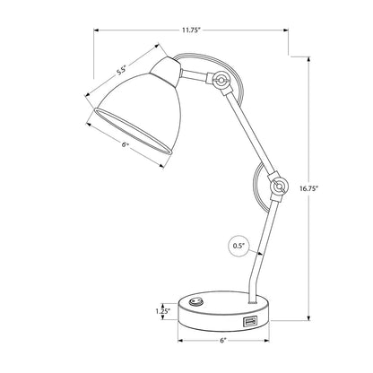 Table Lamp With USB Port, Nickel Finish, Modern