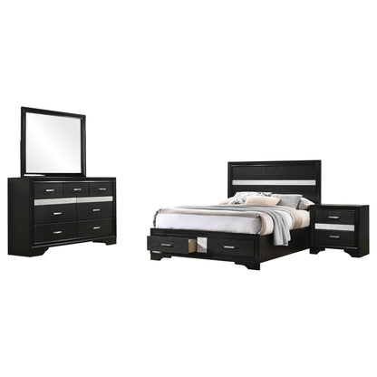 Annie 4 Piece Bedroom Set by HouseOfZazla in black with bed dresser, mirror, and nightstand on Tampa Home & Garden Store