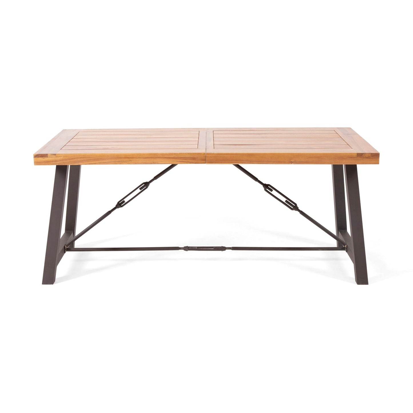Acacia Wood Outdoor Dining Table And Iron Frame