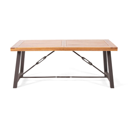 Acacia Wood Outdoor Dining Table And Iron Frame