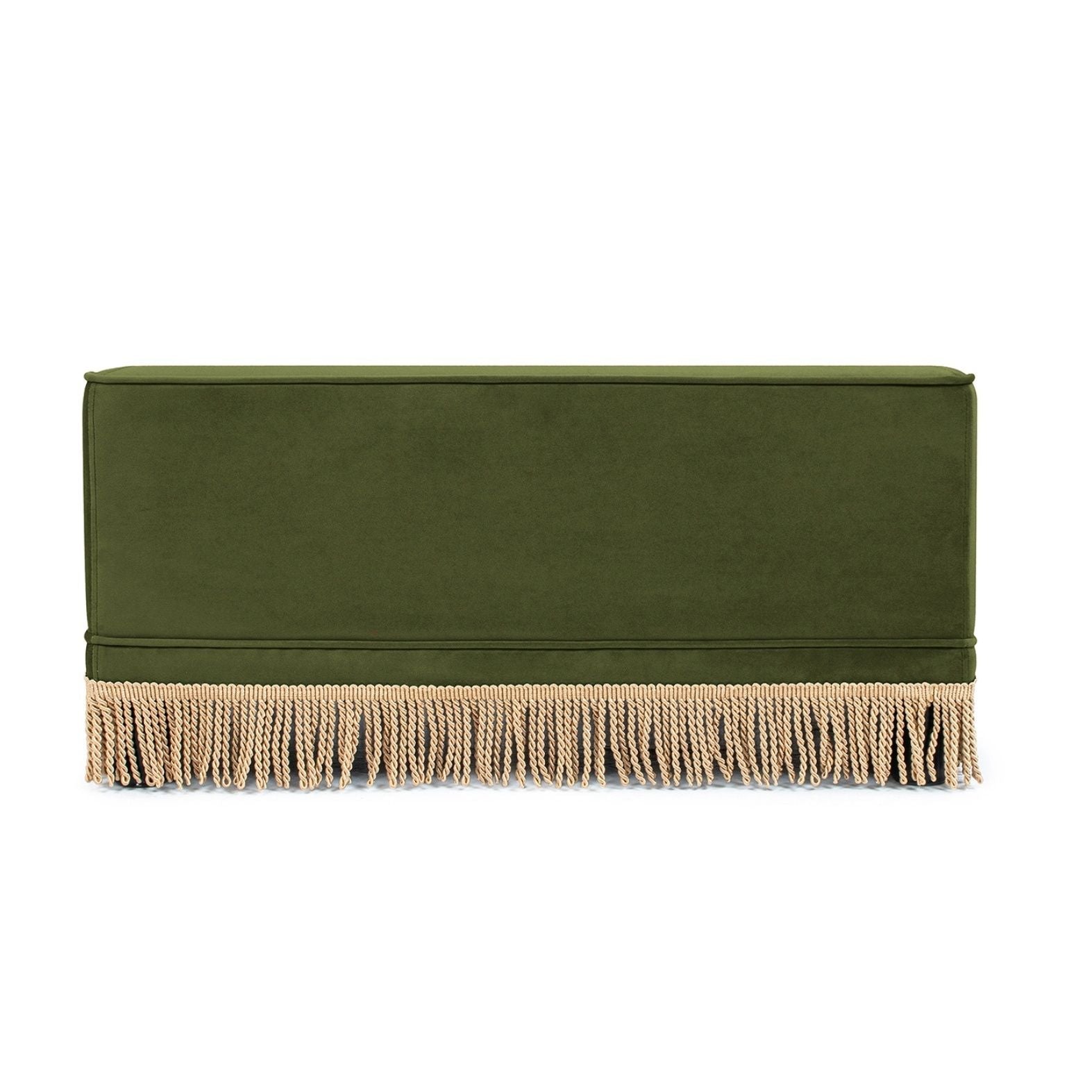 Duchess Cat Bed Sofa olive green velvet with natural fringe base HouseOfZazla on Tampa Home & Garden Store