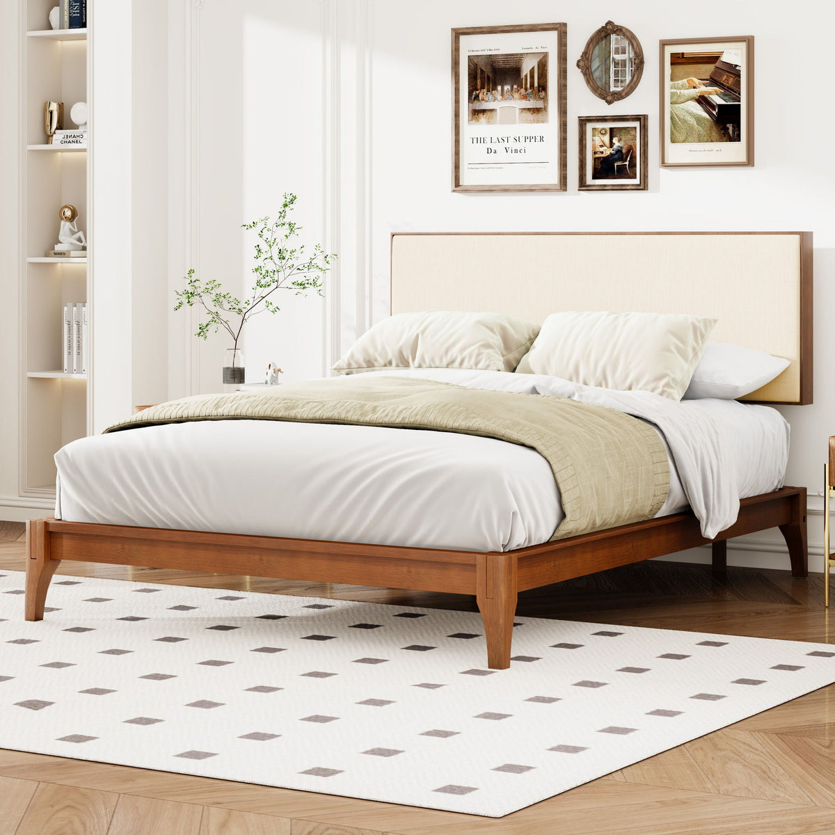 King size bamboo wood platform bed with adjustable bamboo headboard brown by HouseOfZazla on Tampa Home & Garden Store