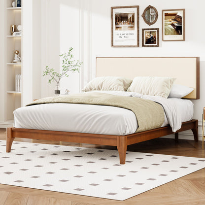King size bamboo wood platform bed with adjustable bamboo headboard brown by HouseOfZazla on Tampa Home & Garden Store