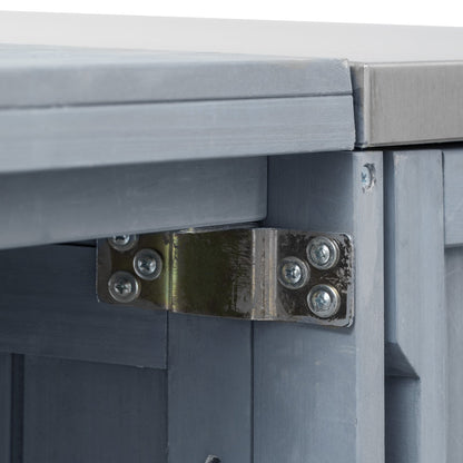 K&K 66.5 inch Outdoor Kitchen Island frame with gray-painted wood panels and metal brackets on Tampa Home & Garden Store