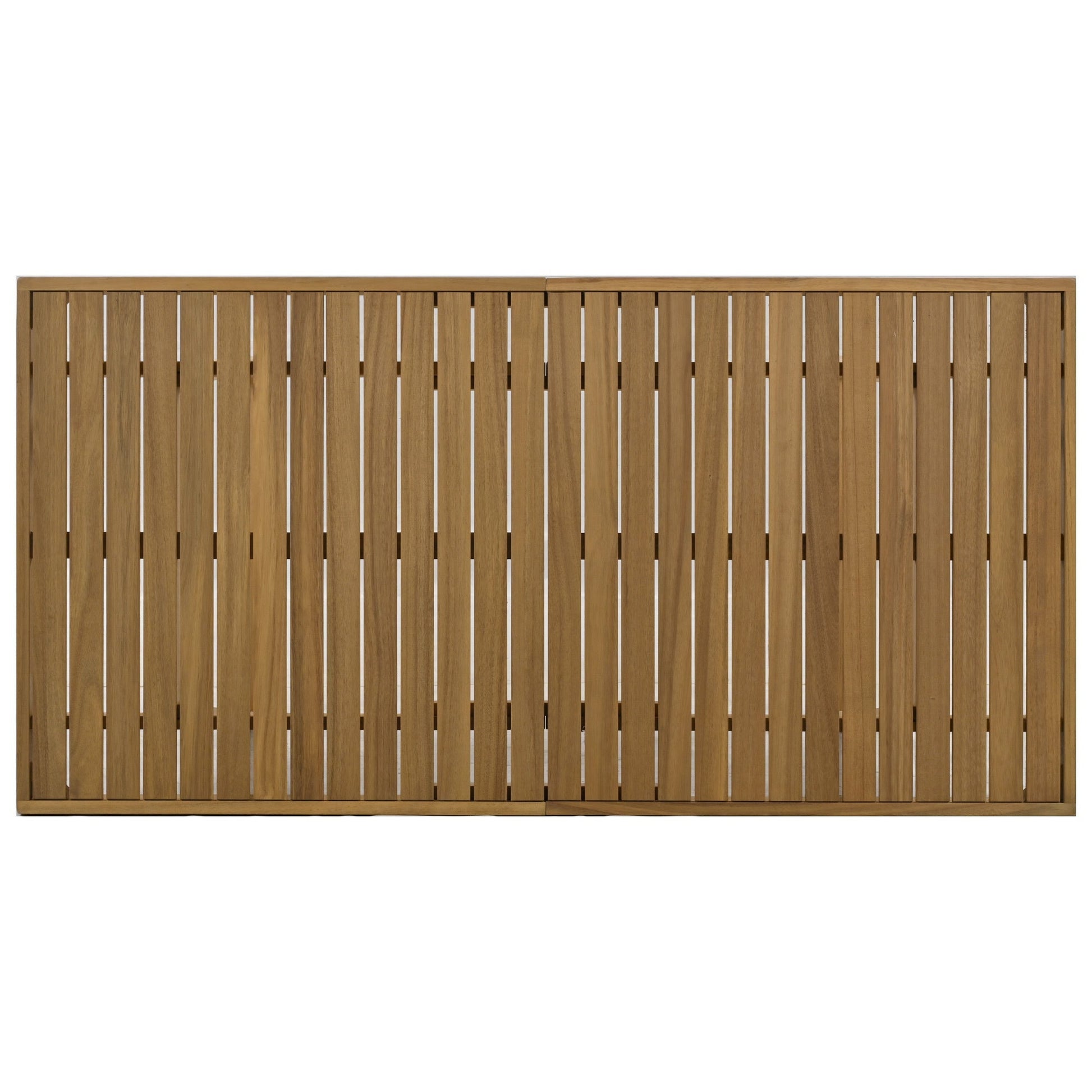 Single acacia wood outdoor slatted panel fence in brown finish on Tampa Home & Garden Store