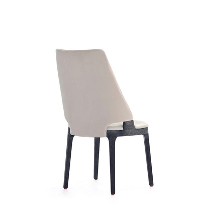 Kara dining chair beige upholstered back with solid beech wood frame and dark legs on Tampa Home & Garden Store