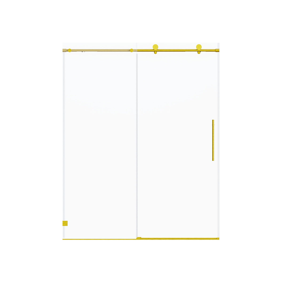 Frameless single sliding soft close shower doors gold brass rail by HouseOfZazla on Tampa Home & Garden Store