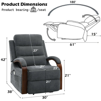 Kayla power lift recliner with heat and massage in gray fabric by Unique Piece Furniture on Tampa Home & Garden Store