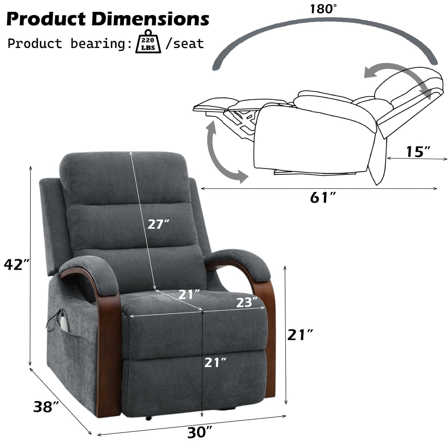 Kayla Power Recliner With Heat And Massage