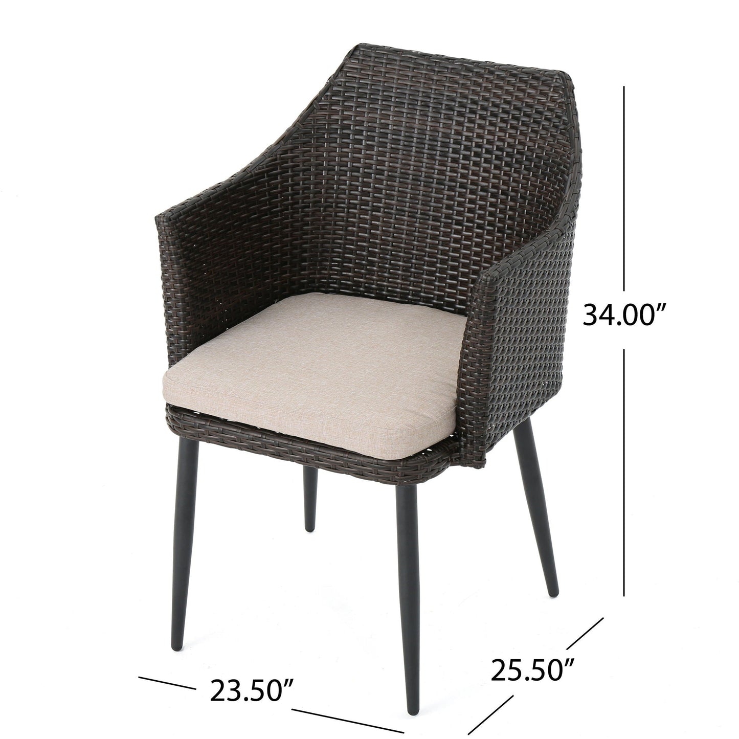 Kenneth Outdoor Rattan Dining Chair Set of 2
