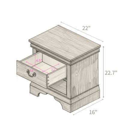 Wood nightstand with 2 drawers by HouseOfZazla, traditional accent table in wood finish on Tampa Home & Garden Store