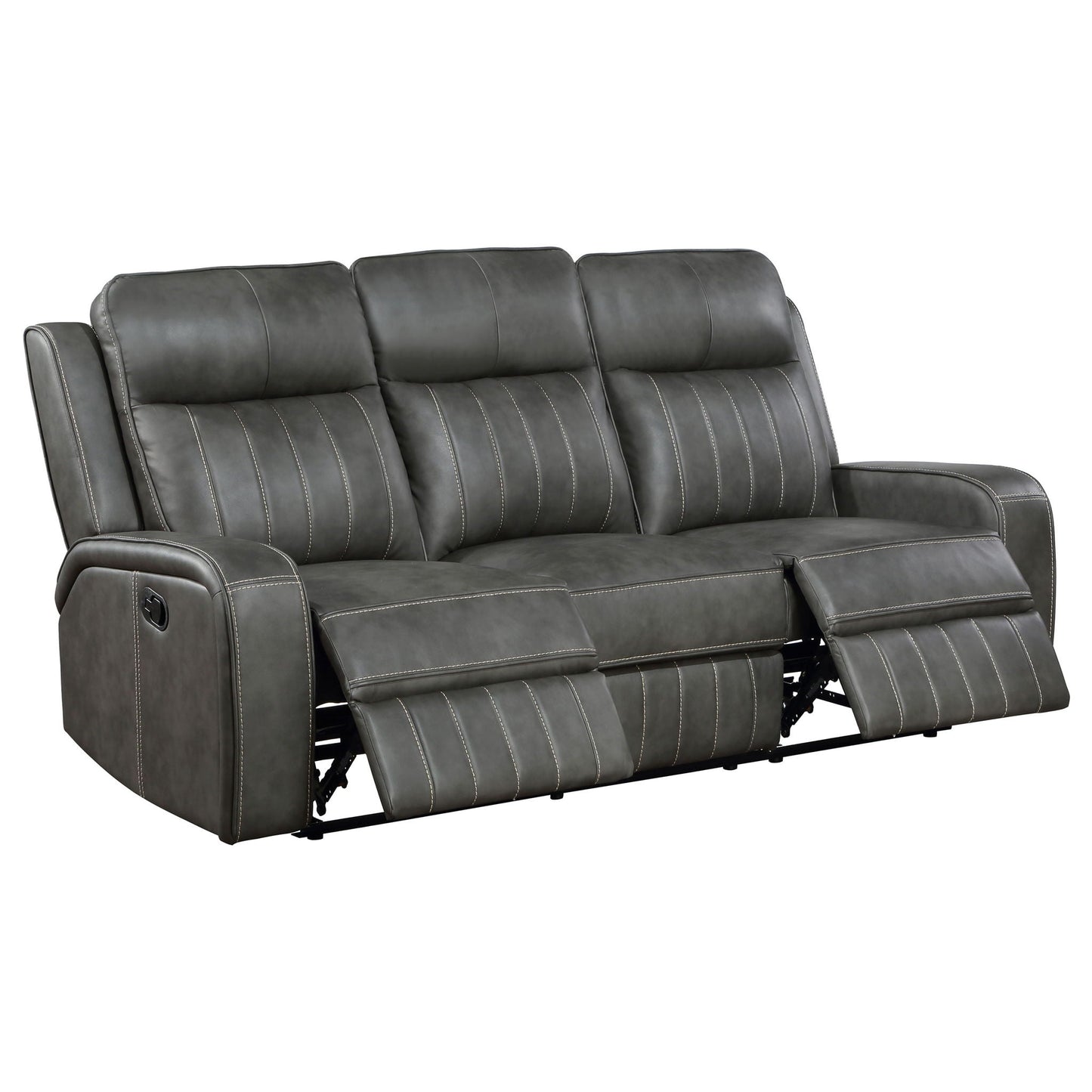 Forrest gray 2 piece motion reclining sofa set by HouseOfZazla with leather-like upholstery on Tampa Home & Garden Store