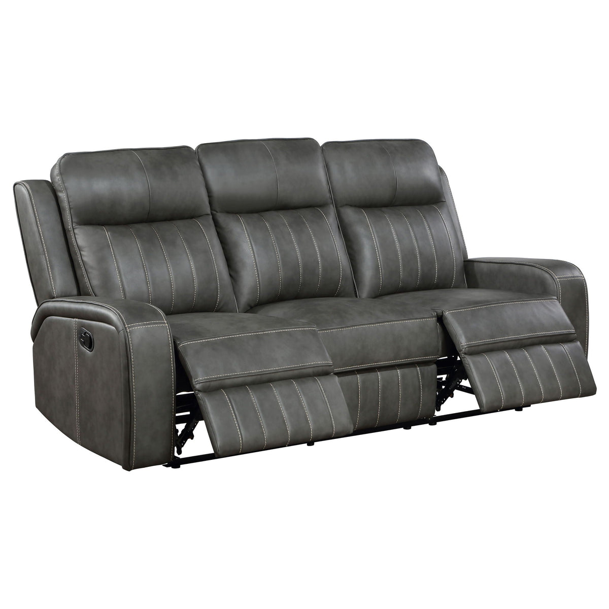 Forrest gray 2 piece motion reclining sofa set by HouseOfZazla with leather-like upholstery on Tampa Home & Garden Store